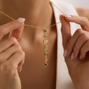 Personalised Birthstone Initial Necklace with Satellite Chain, Gold Letter Necklace, Birthstone Jewellery, Womens Necklace, Christmas Gift